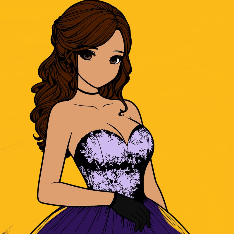 realistic girl in prom dress