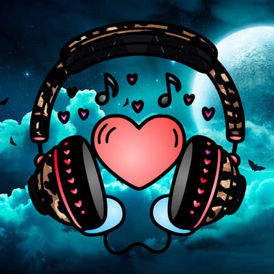 music headphones with a heart