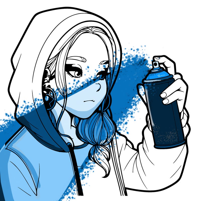 a realistic girl, spray painting