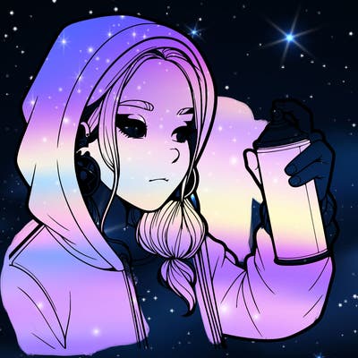 a realistic girl, spray painting