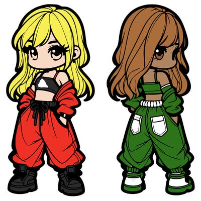 girl in crop top and baggy pants