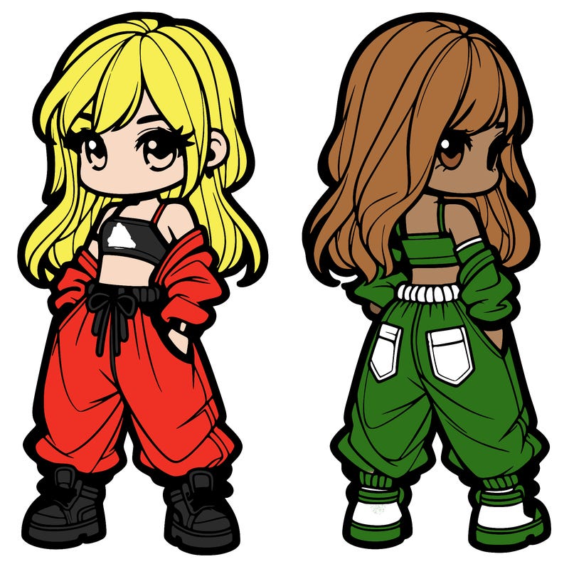 girl in crop top and baggy pants