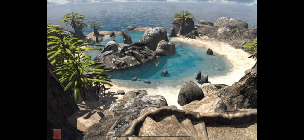 Riven (Legacy) for Mobile - A tropical island lagoon with exotic trees and rocky shores in Riven Legacy