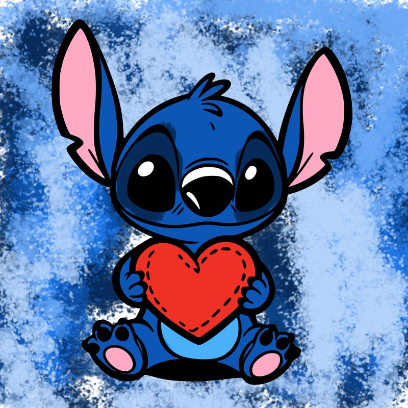 stich holding a heart