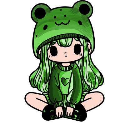 a girl wearing a frog hat and some frog socks