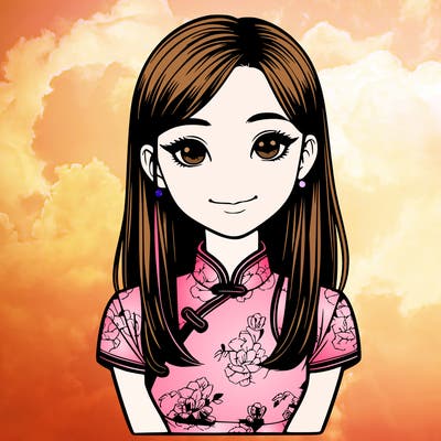 realistic asian girl wearing qipao