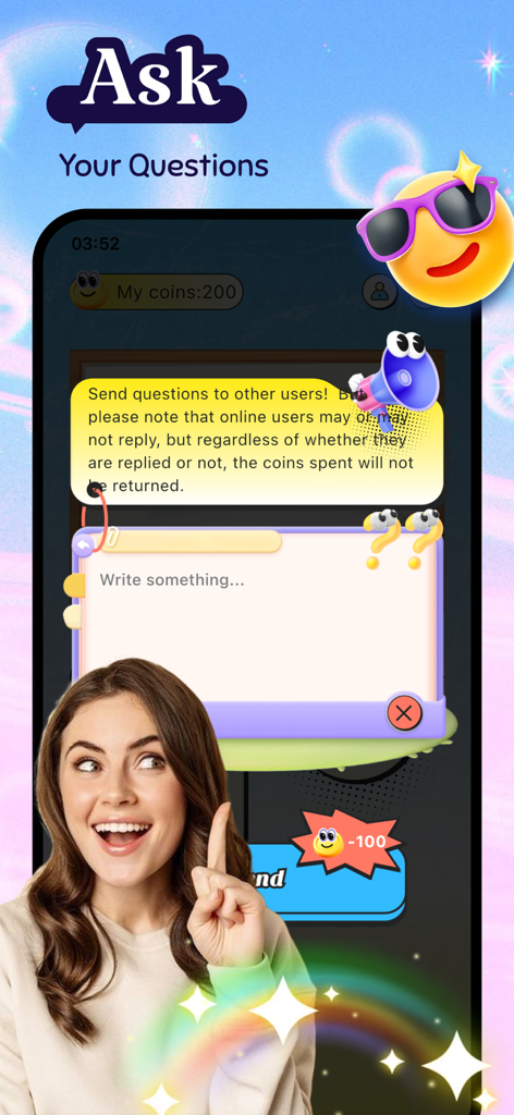 The Noura app interface showing a text box to ask questions to the social community.