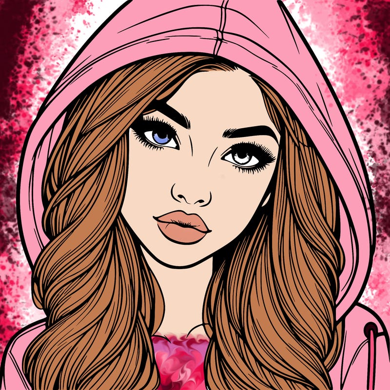 realistic beautiful girl with a hood on