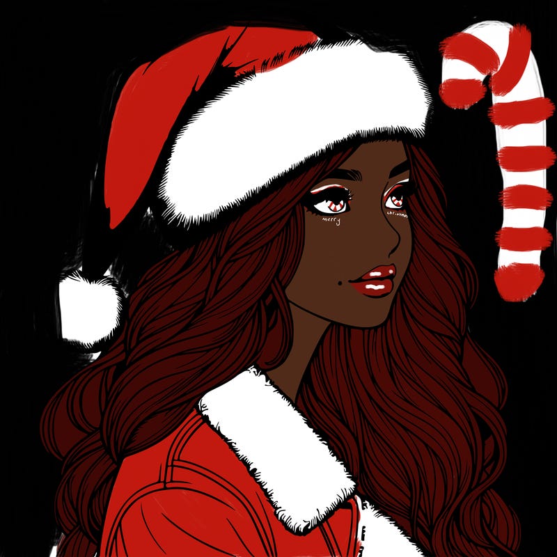 realistic girl in santa hat