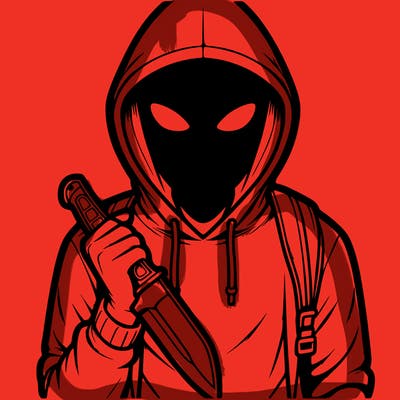 a guy with a hoodie and in his hand has a knife