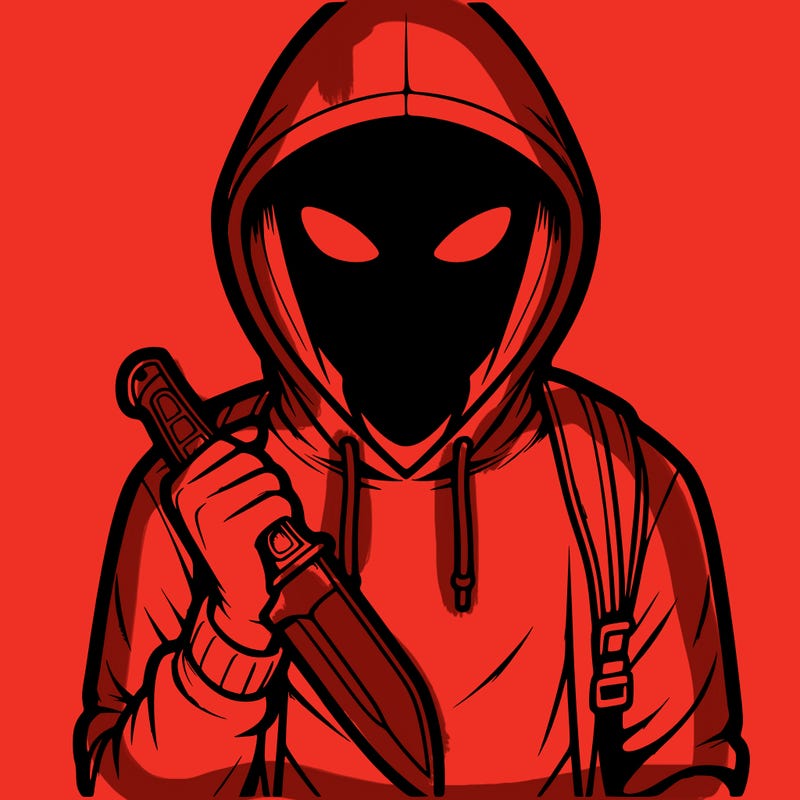 a guy with a hoodie and in his hand has a knife