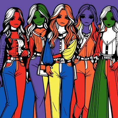 a group of girls realistic