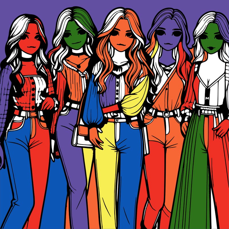 a group of girls realistic