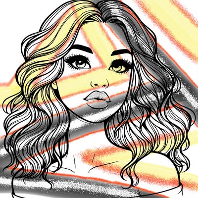 realistic girl with wavy hair and lips