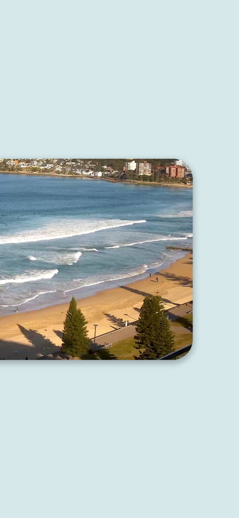 Live surf camera feed showing waves and beach conditions