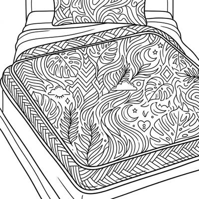 Dive into a unique coloring experience designed specifically for teens with this intricate mattress protector page. Explore a tapestry of trendy patterns and whimsical details, transforming a household item into a canvas for your vibrant imagination.