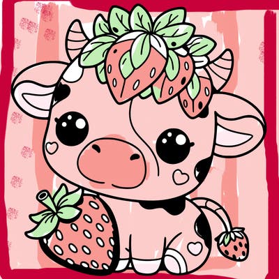 cute strawberry cow