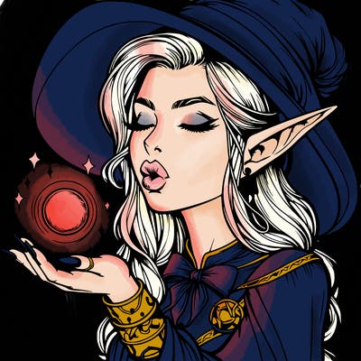 realistic elf casting a spell with lips