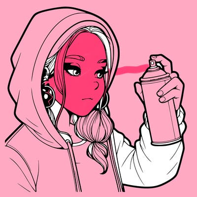 a realistic girl, spray painting