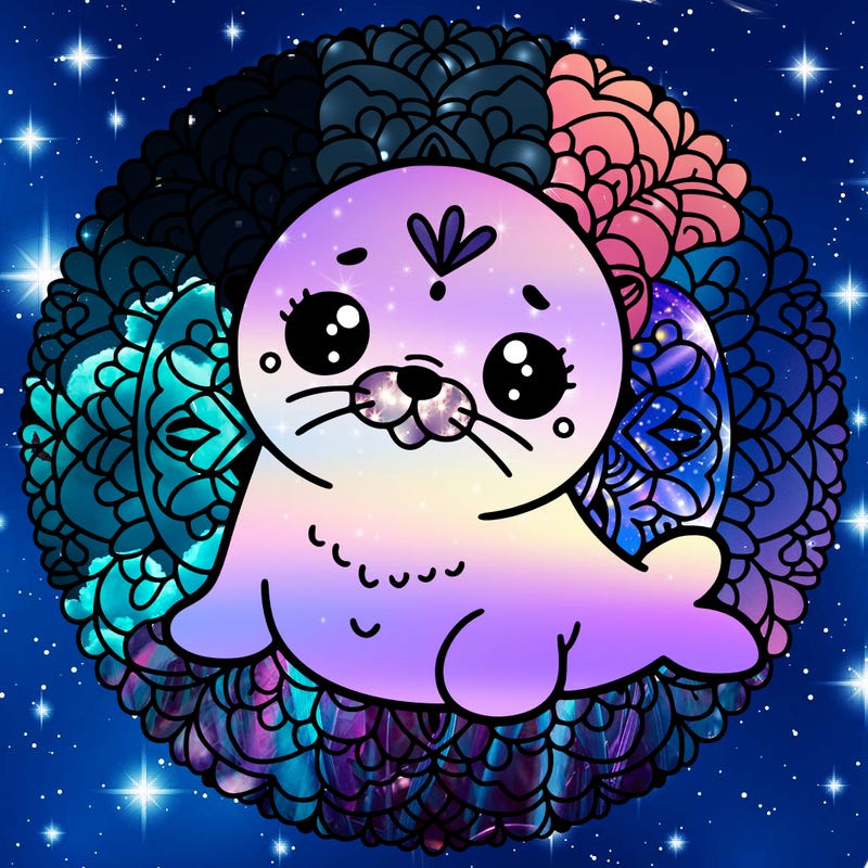 a cute baby seal mandala