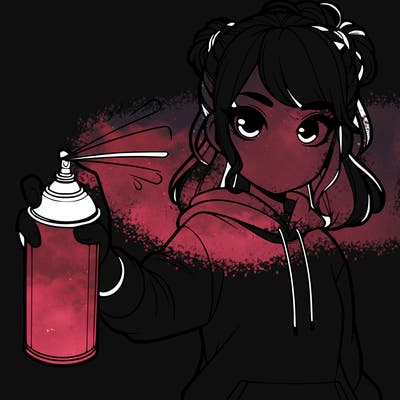 realistic girl is spray painting