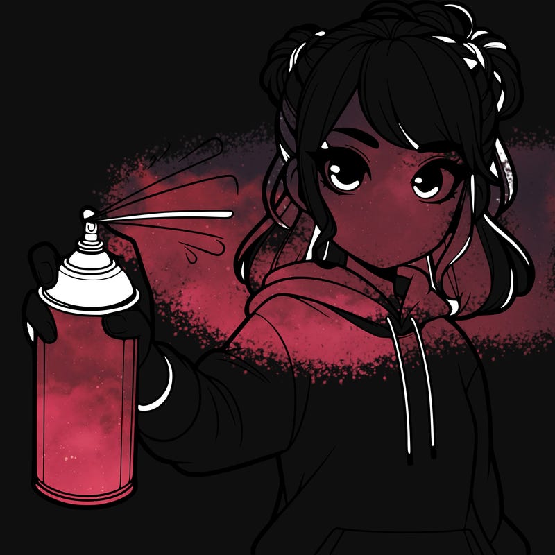 realistic girl is spray painting