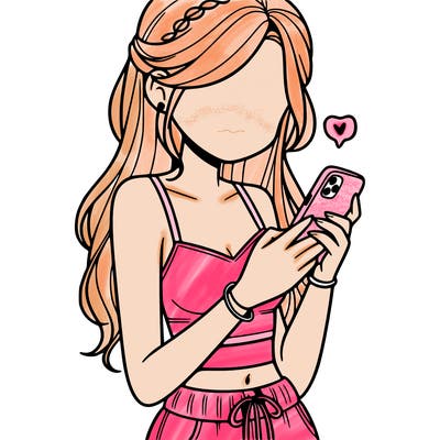 girl with crop top texting on her phone