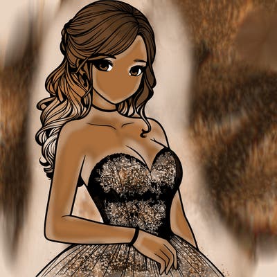 realistic girl in prom dress