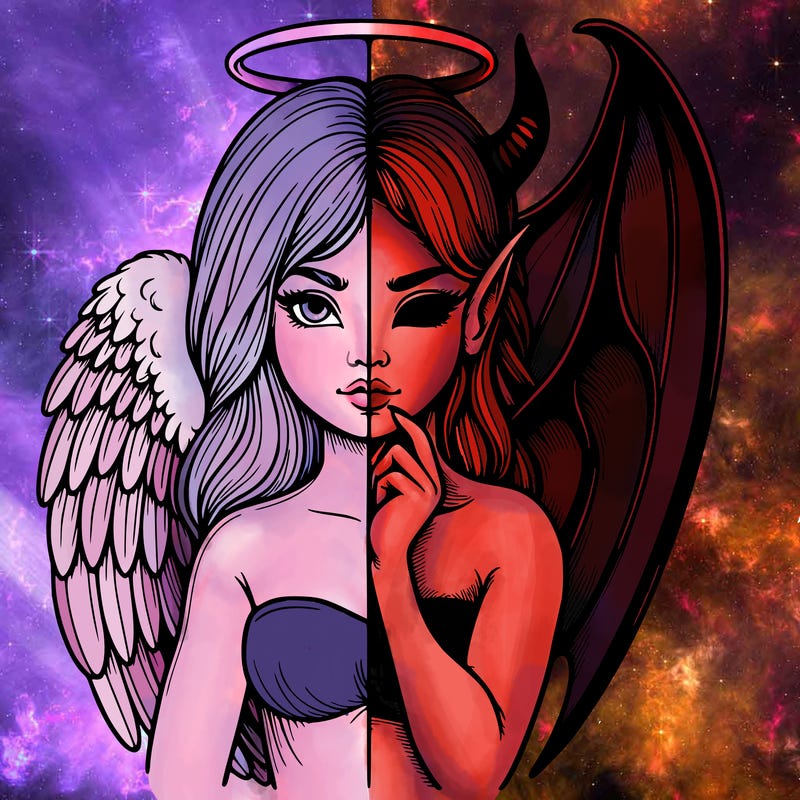 realistic angel half demon