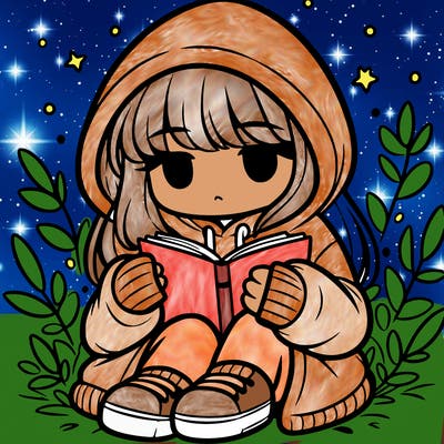 girl in oversized hoodie reading a book