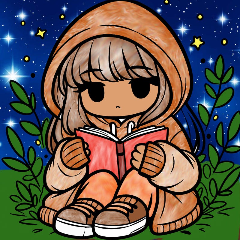 girl in oversized hoodie reading a book