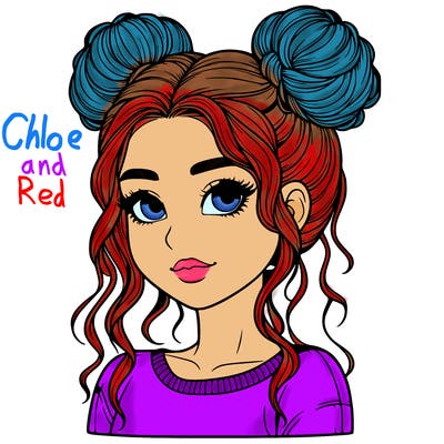 realistic girl with two buns in her hair