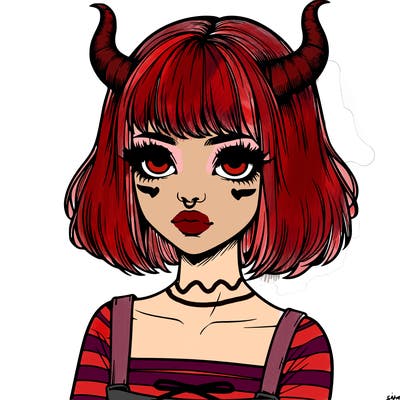 realistic girl with horns
