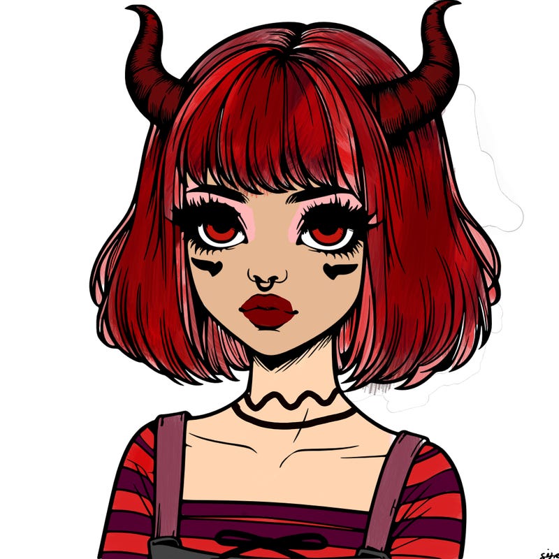 realistic girl with horns