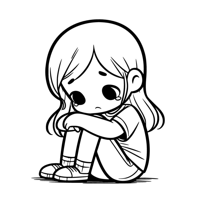 a girl sitting sad