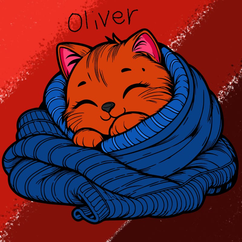 realistic cozy cat in a blanket