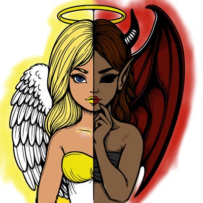 realistic angel half demon