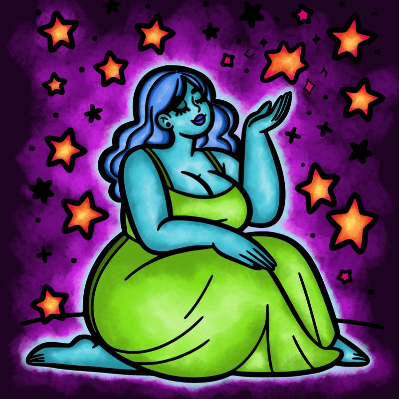 plus size woman looking at stars