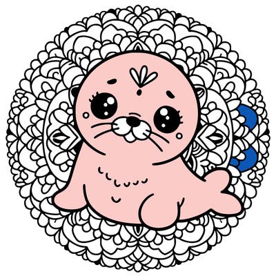 a cute baby seal mandala