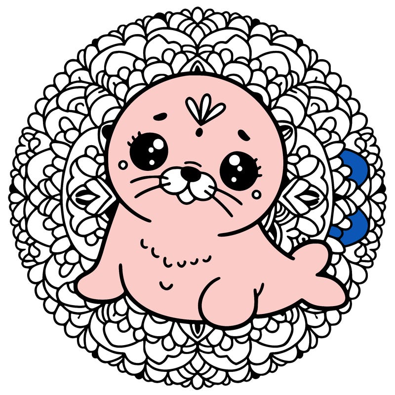 a cute baby seal mandala