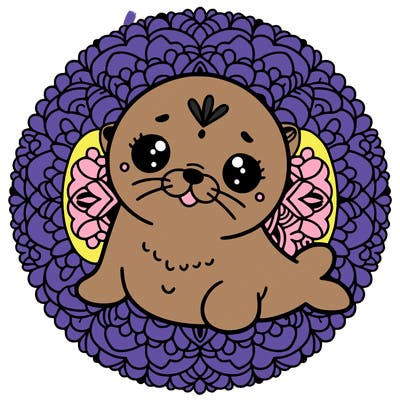 a cute baby seal mandala