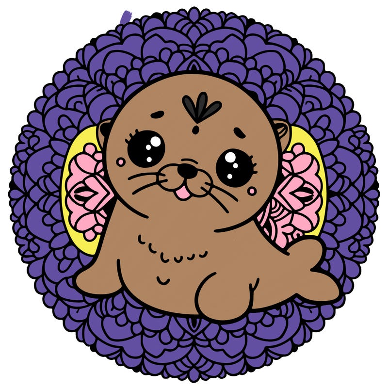 a cute baby seal mandala