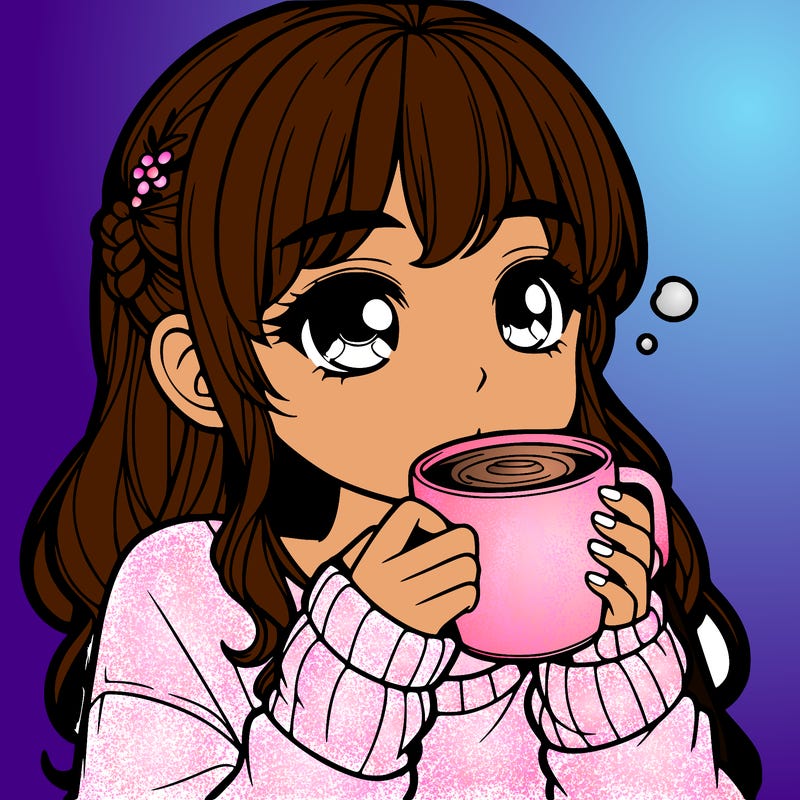 realistic girl drinking coffee