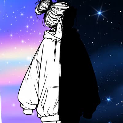 realistic girl with a oversized sweatshirt on and a bun