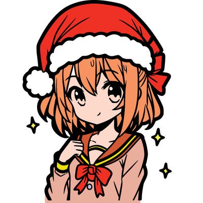 anime girl wearing a santa hat