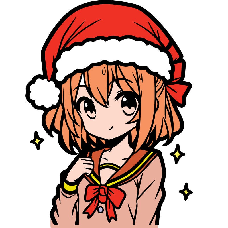 anime girl wearing a santa hat