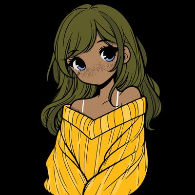 shy pretty girl wearing a sweater that is falling off one shoulder portrait