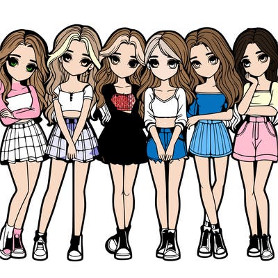 a group of girls realistic
