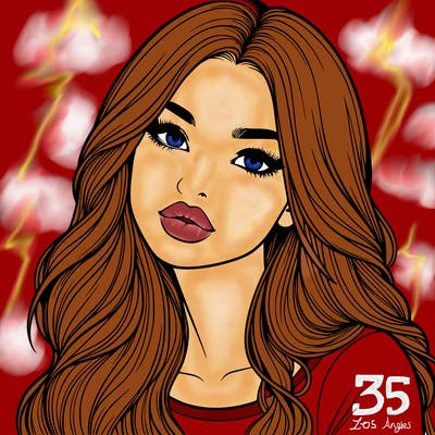 realistic girl with hair on her hair and lips