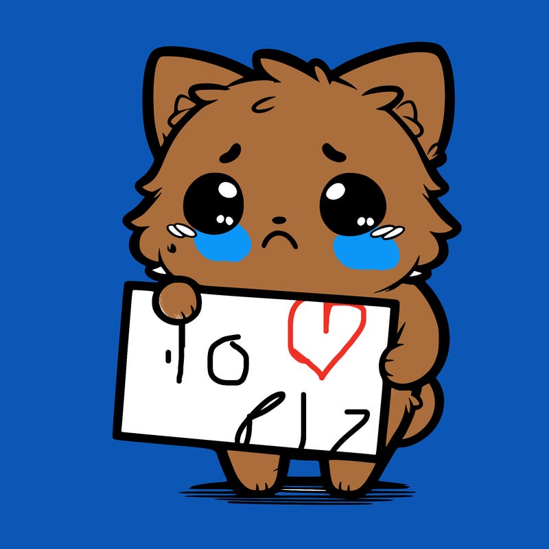 a really cute sad sad cat holding a blank sign